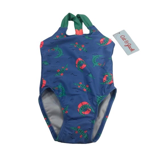 Cat And Jack Girl's Size 12 Month Swim Suit One Piece Blue New With Tags - Picture 1 of 12